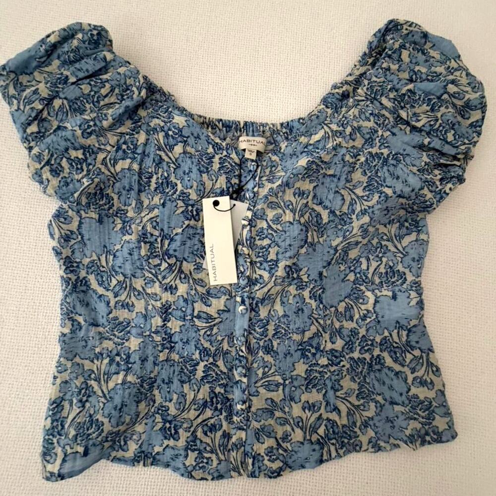 Habitual Blue Haze NEW Fairy Core, Cloth Button Front, Top, Small